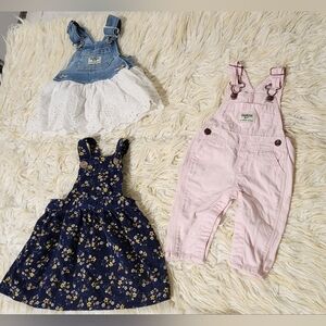 OshKosh B'gosh Kids Overalls Set - Pink, Blue, White